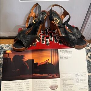 Dexter Black and Brown Leather Slingback Heels